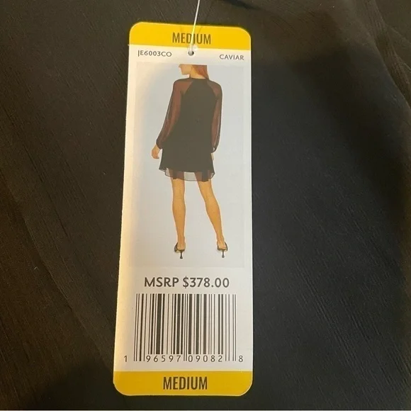 JOIE Long Balloon Sleeve MIDI Dress Black M - Picture 8 of 10